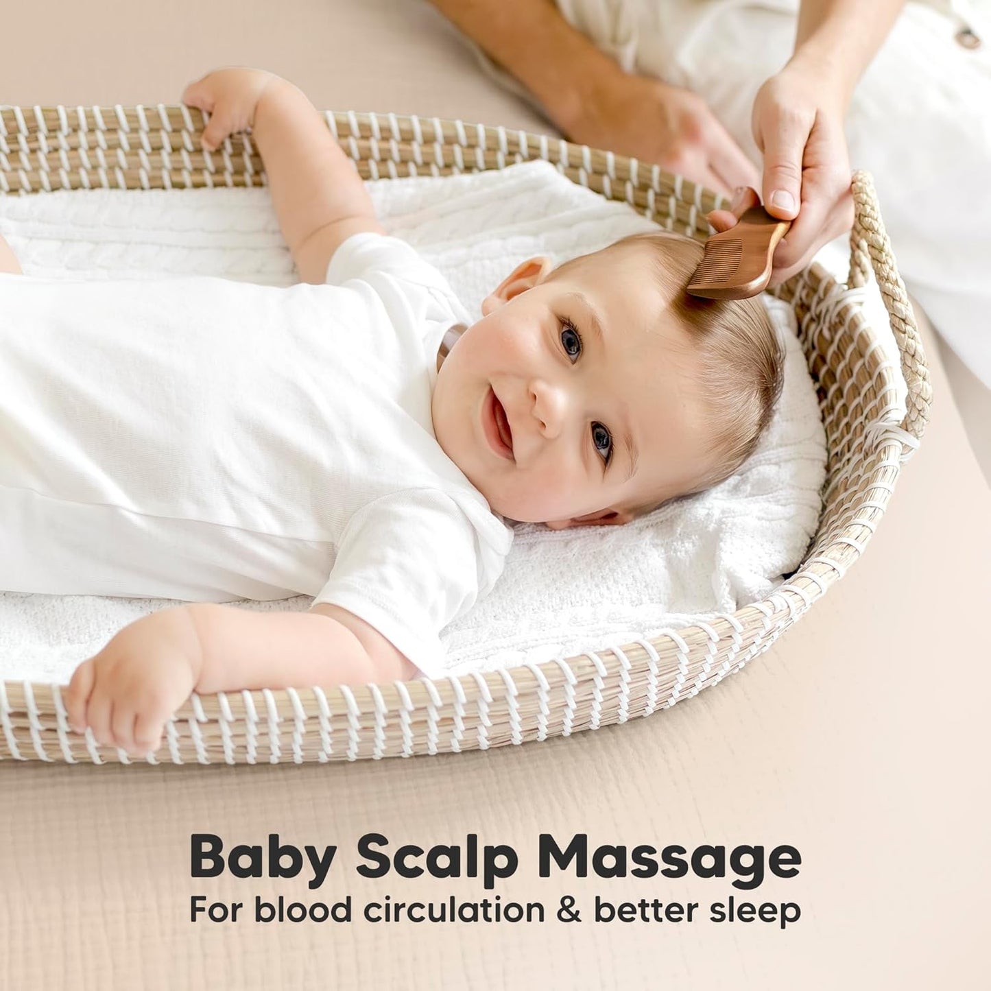 Baby Hair Brush and Comb Set for Newborn - Wooden Baby Hair Brush Set with Soft Goat Bristle, Baby Brush Set for Newborns,Baby Brush and Comb Set Girl, Boy,Toddler Cradle Cap Brush (Oval, Dark Walnut)