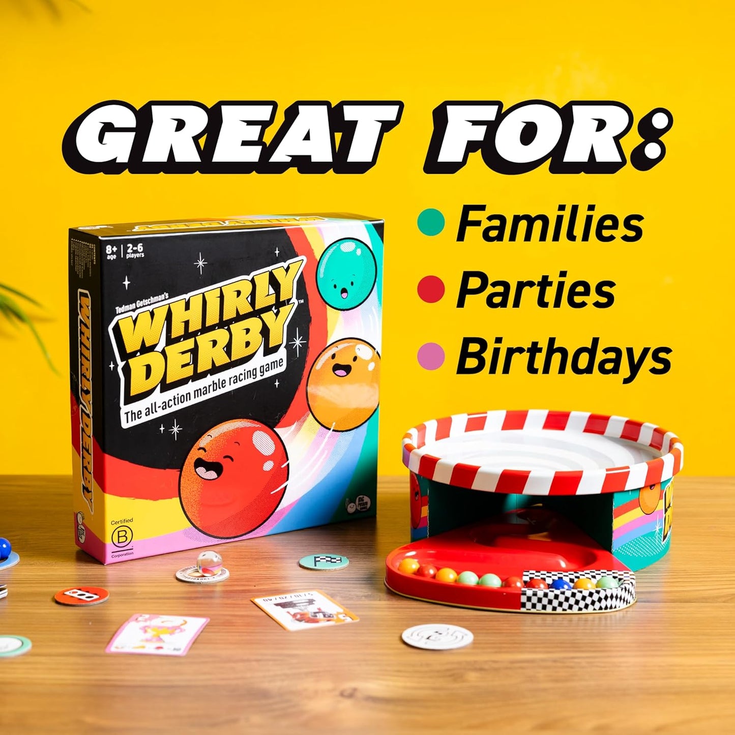 Whirly Derby: The All Action Marble Racing Game | New Family Board Game, for 2-6 Players, Age 8+
