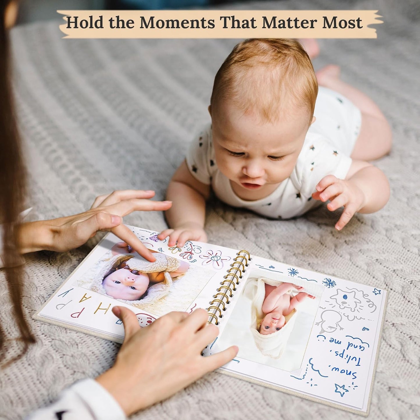 Scrapbook Photo Album Linen Cover, 8 x 8 Inch Hardcover Kraft White Pages Memory Book, for Travel Wedding Guest Book Christmas Baby Shower (20 Sheets/ 40 Pages,Light Blue)