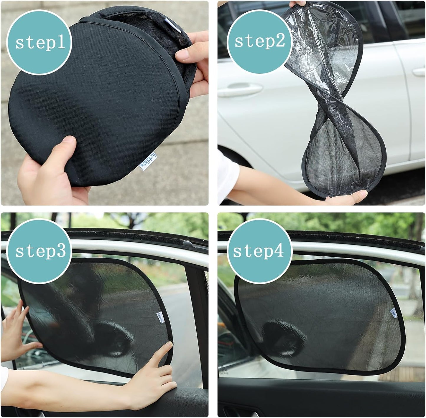 Funbliss Baby Car Mirror + 2-Pack Car Window Shades Bundle -100% Shatterproof, Wide Angle Convex