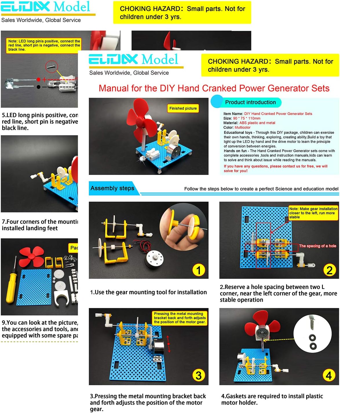 EUDAX DIY Dynamo Lantern Educational STEM Building Toy, Hand Cranked Power Generator,Generators Science Kit, Light Bulb Science Experiments Kits for Kids Age