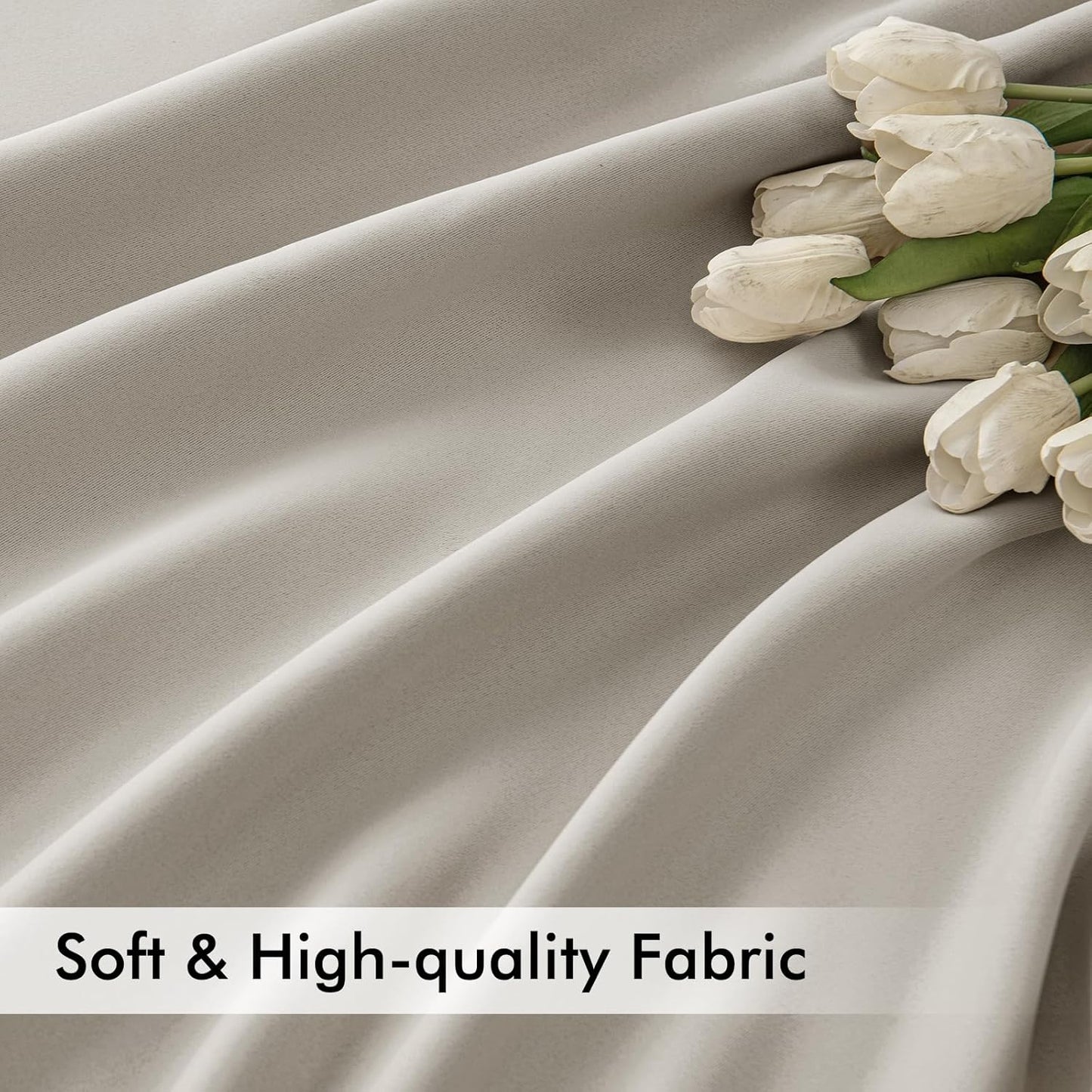 MIULEE Natural Back Tab Blackout Curtains 84 Inch Length 2 Panels Set for Living Room Bedroom Privacy, Rod Pocket/Pinch Pleat Thermal Insulated Room Darkening Pleated Light Blocking Drapes