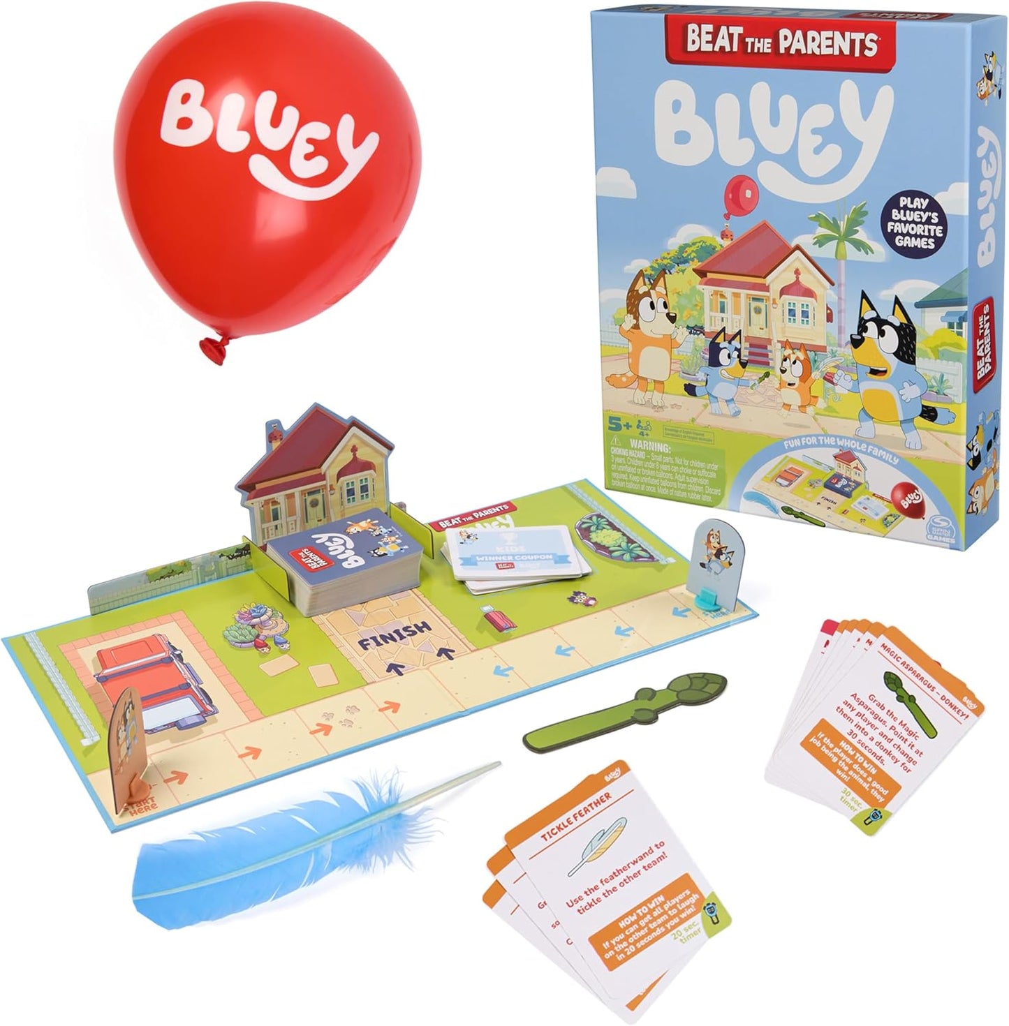 Spin Master Games, Bluey Beat The Parents, Head-to-Head Trivia & Fun Family Game Night Challenges, Easy Play, Bluey Toys, Kids & Family, 2-6 Players, for Ages 5 & Up