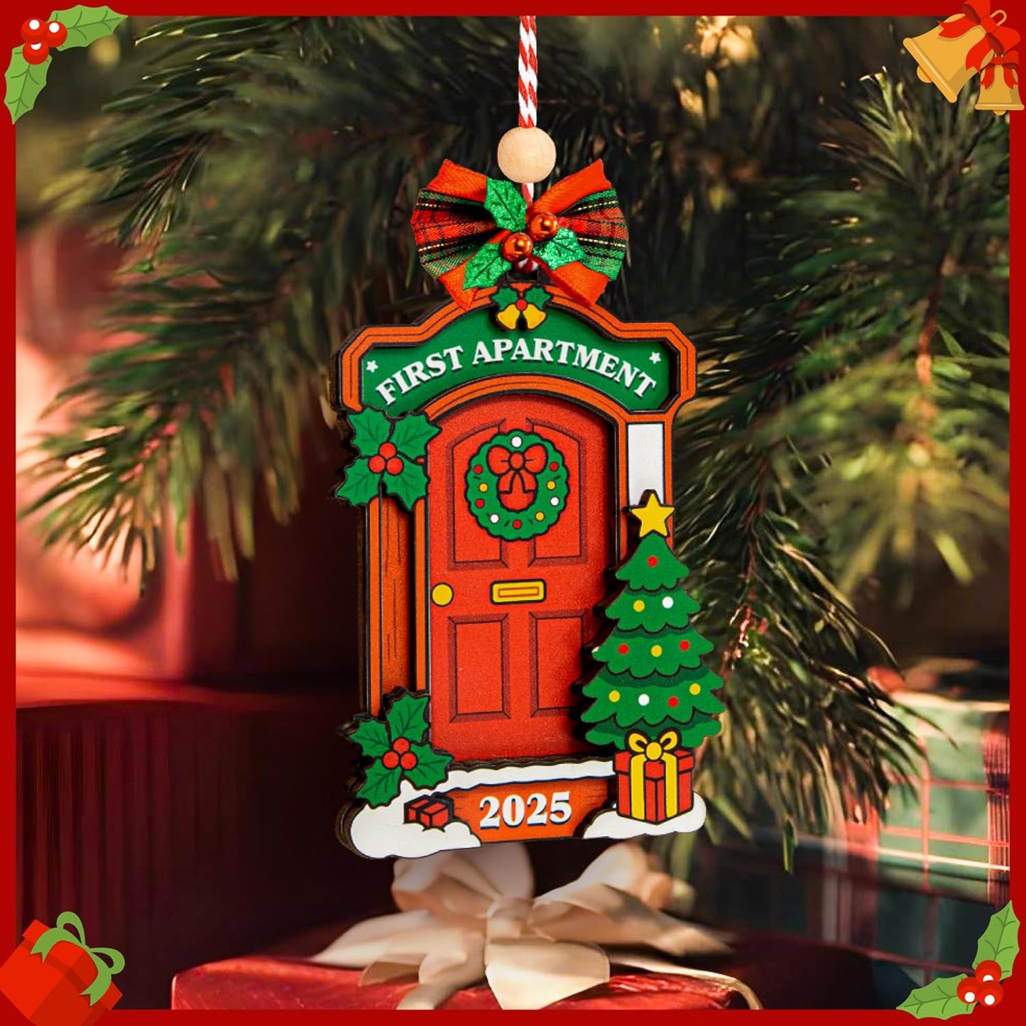 My First Apartment Christmas Ornament 2025 - First Year in New Apartment Ornament 2025, Door Ornaments for Christmas Tree Decorations, Unique Keepsake Gifts First Apartments Essentials