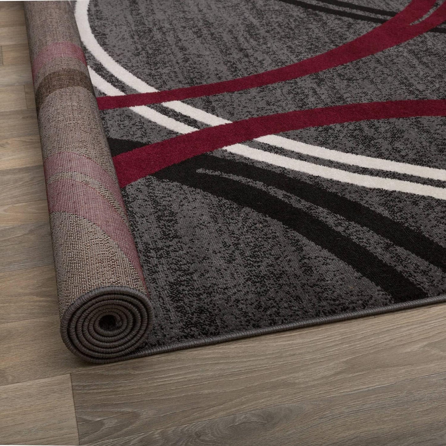 Rugshop Modern Wavy Circles Design Area Rug 2'7" x 4' Red