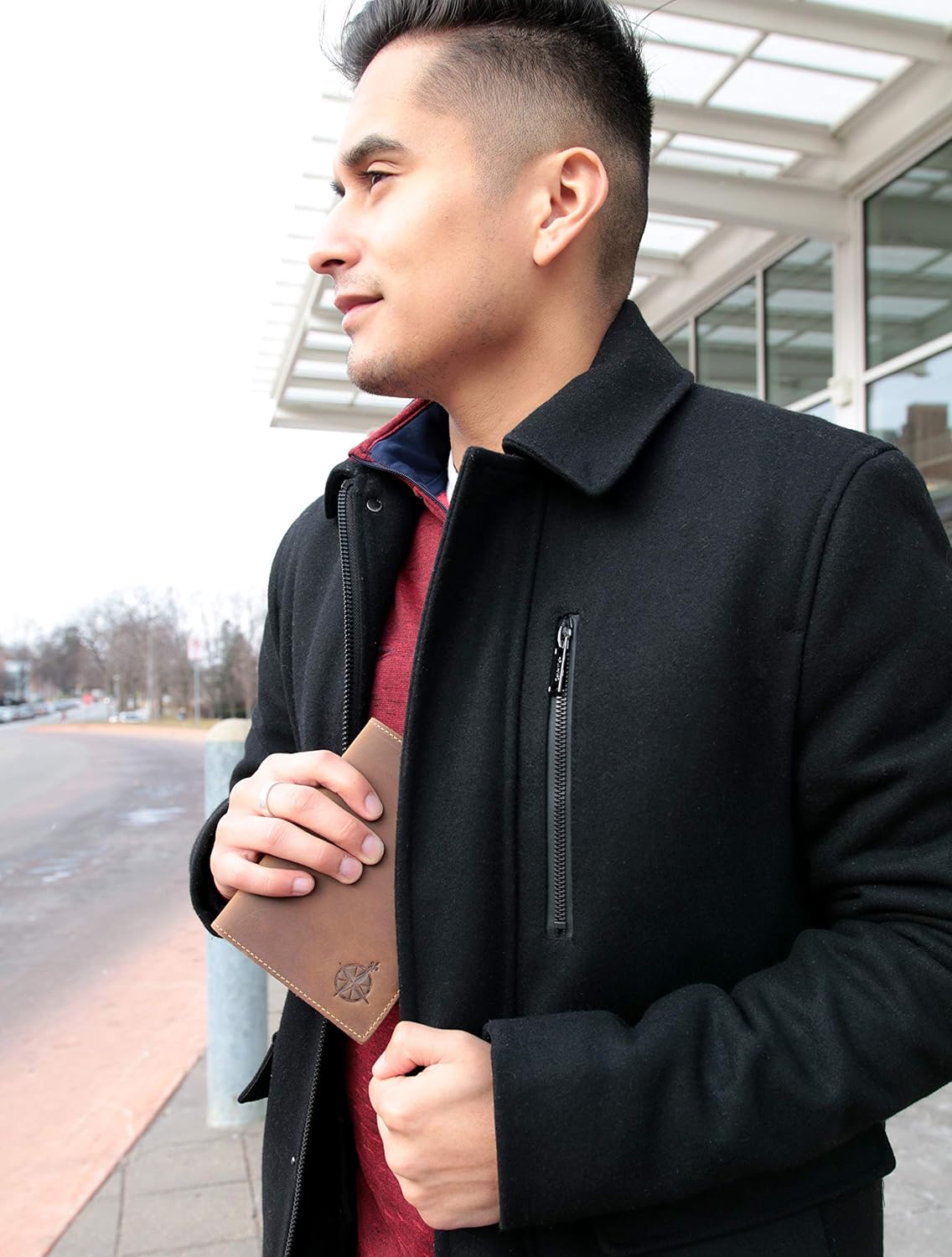 WANDERINGS Leather Travel Wallet with Passport Holder - 5.5" x 4" - Genuine Leather Case with RFID Blocking for Men and Women - Folding Wallet for Passports