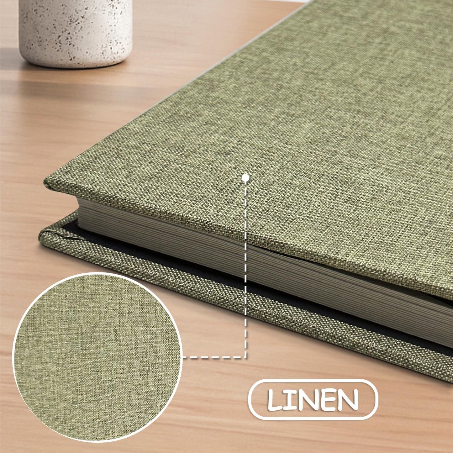 Large Photo Album Self Adhesive Scrapbook Album for 4×6 5×7 8×10 Pictures DIY Magnetic Linen Cover Album 40 Pages for Family Wedding Gifts with Metal Pen and Plastic Board