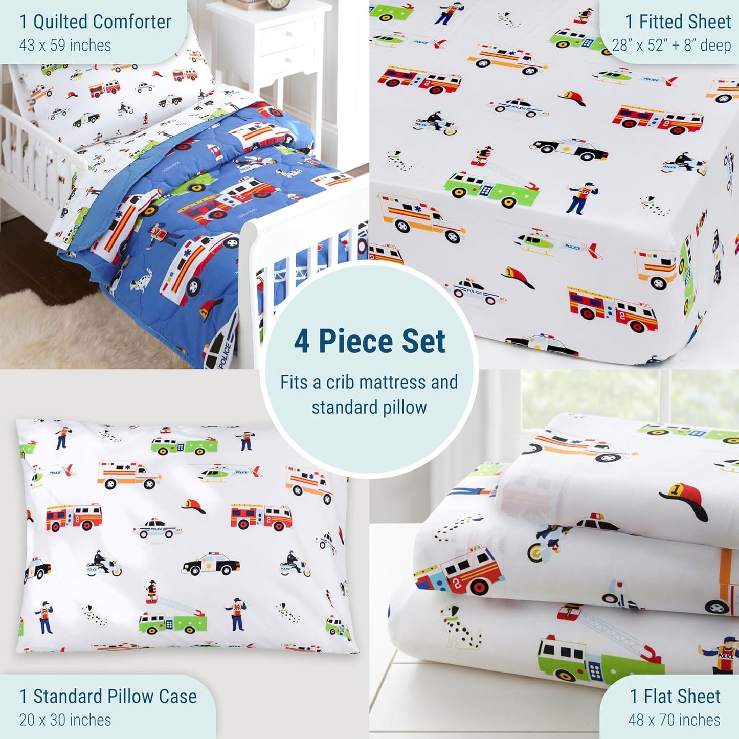 Wildkin Toddler Bed in a Bag – 4-Piece Microfiber Bedding Set with Comforter, Pillowcase & Sheets - Heroes