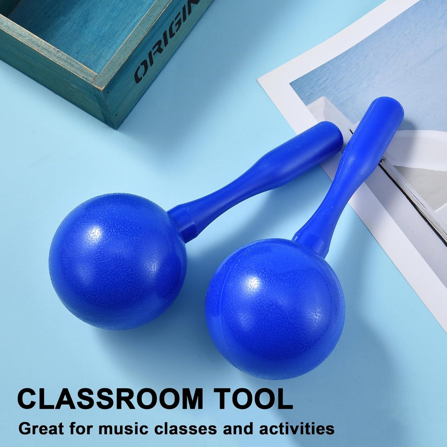 Maracas for Kids Adults, 8 Inch, Set of 2, Blue