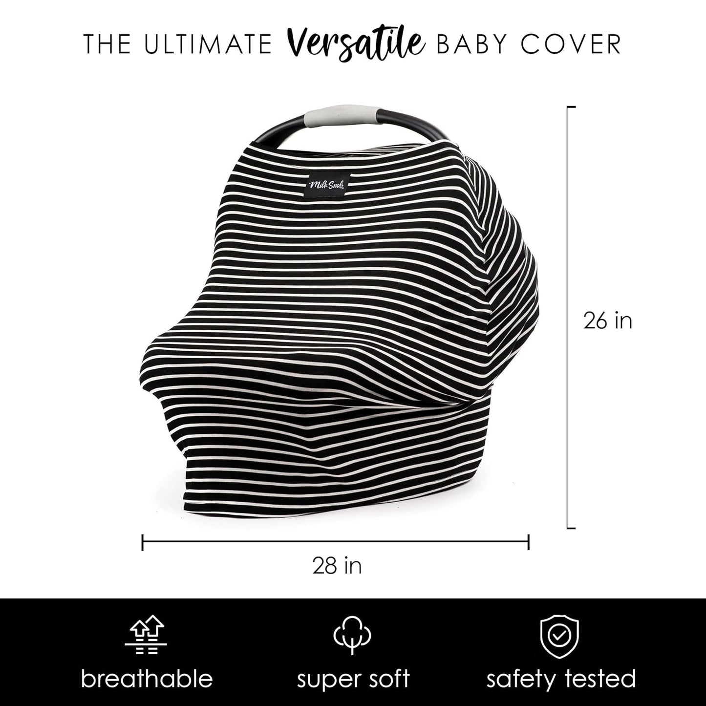 Milk Snob Original 5-in-1 Cover - Nursing Cover for Breastfeeding - Baby Car Seat Cover, Carseat Canopy & Stroller - Essential All-in-One Cover - Gift for Mom, Baby (Modern Stripe)