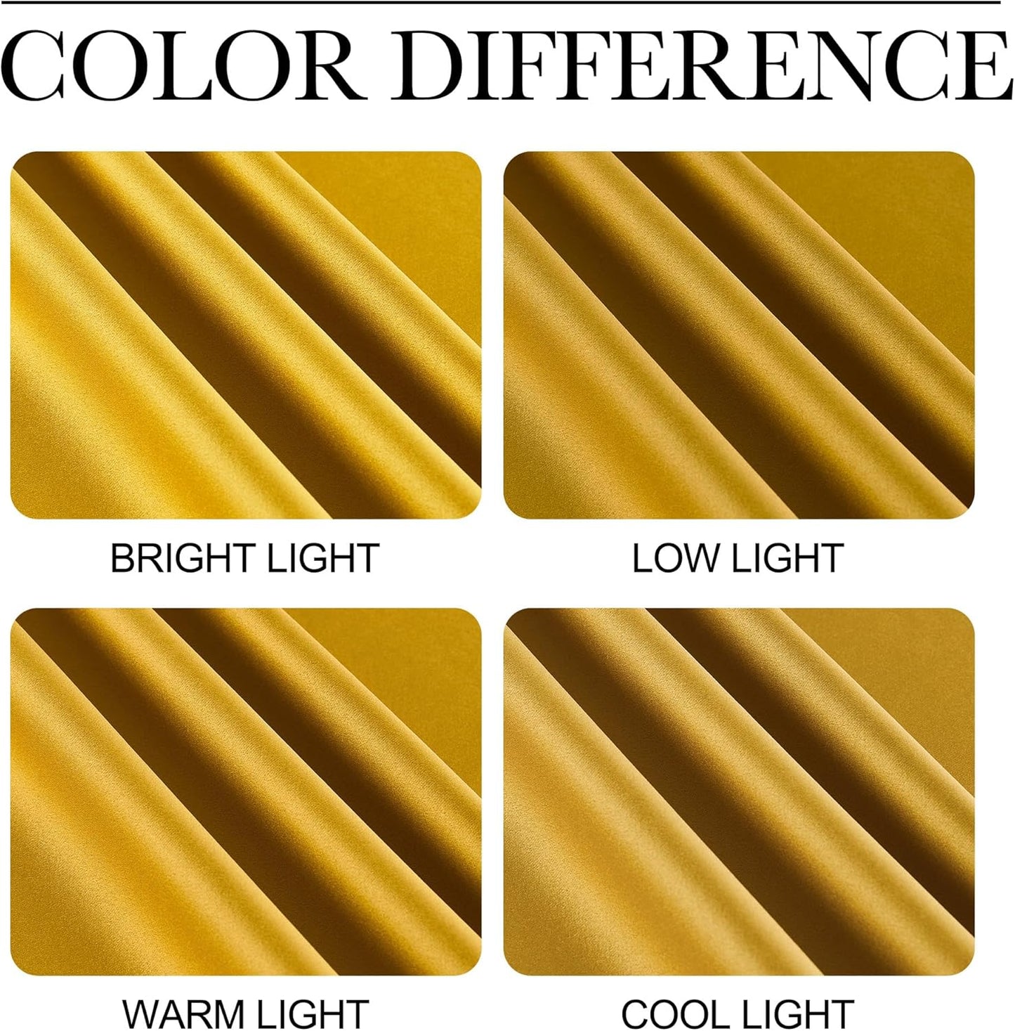 NICETOWN Room Darkening Gold Curtains 63 inch Length 2 Panels - Grommet Top Sound Reduction Privacy Faux Silk Satin Thermal Drapes for Bedroom/Living Room, W52 x L63