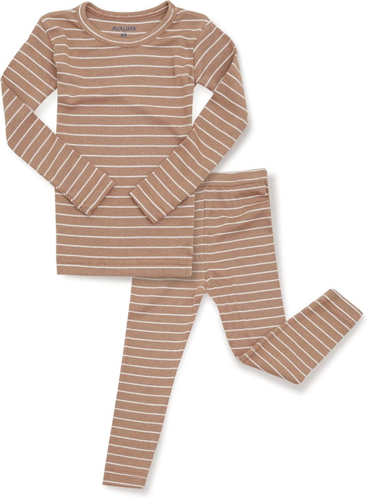AVAUMA Stripe Pattern Baby Boys Girls Pajama Set Kids Toddler Snug fit Ribbed Sleepwear pjs for Daily Life Style