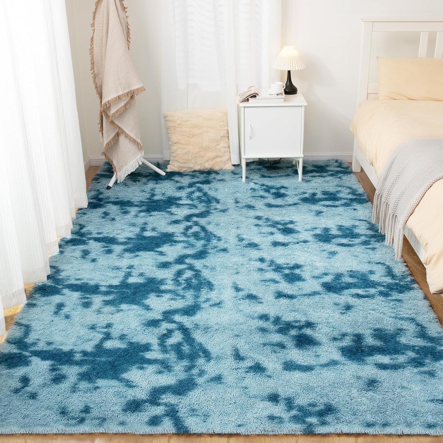 5x7 Area Rug, Luxury Rugs for Living Room, Ultra Soft Rugs for Bedroom, Non-Slip Indoor Carpet for Nursery, Kids Room, Playroom, Home Decor, Tie-Dyed Blue