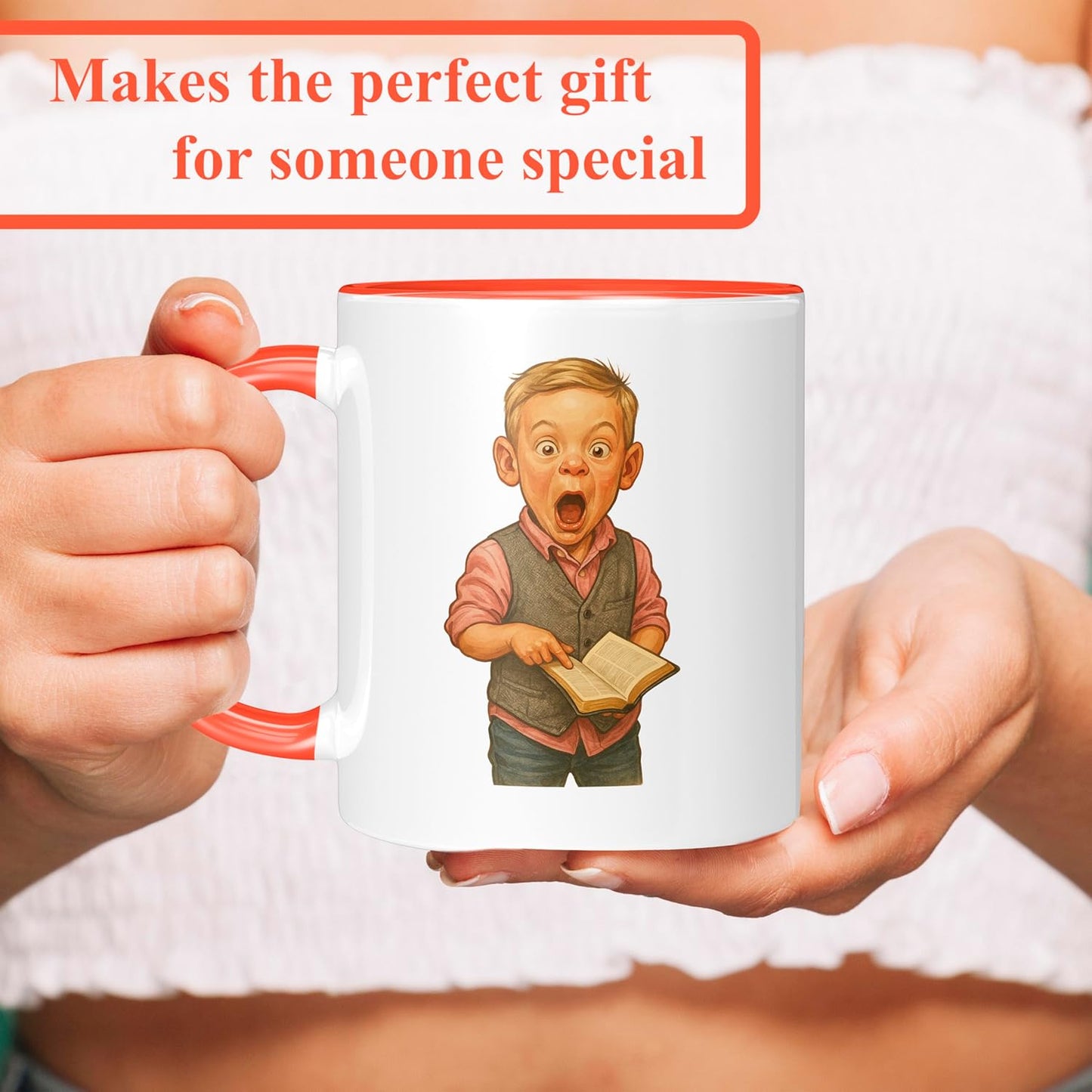 Personalized Coffee Mug, Custom Photo Caricature Gift, Funny Customized Coffee Gift for Men & Women, Custom Mugs with Pictures, Orange 11oz Customized Ceramic Tea Cup