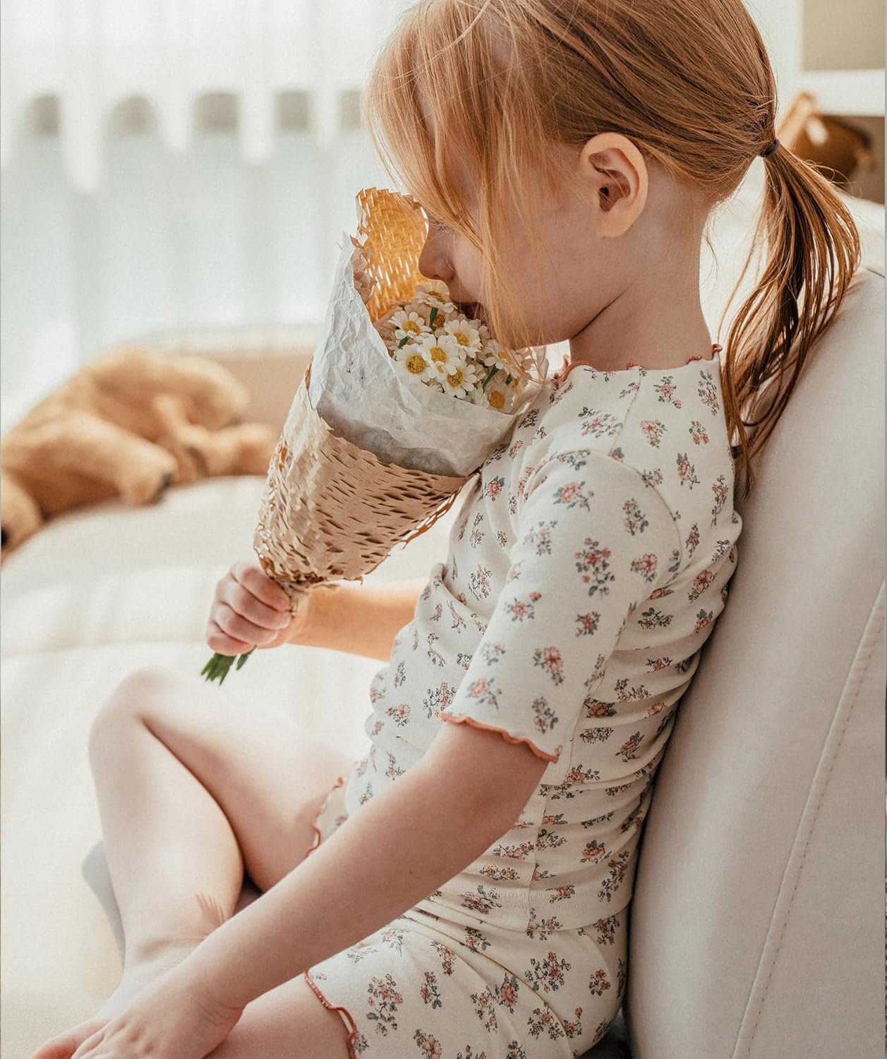 AVAUMA Baby Boy Girl Pajama Set 6M-7T Kids Cute Toddler Snug fit Flower Pattern Design Pjs Cotton Sleepwear Ruffled Shirring