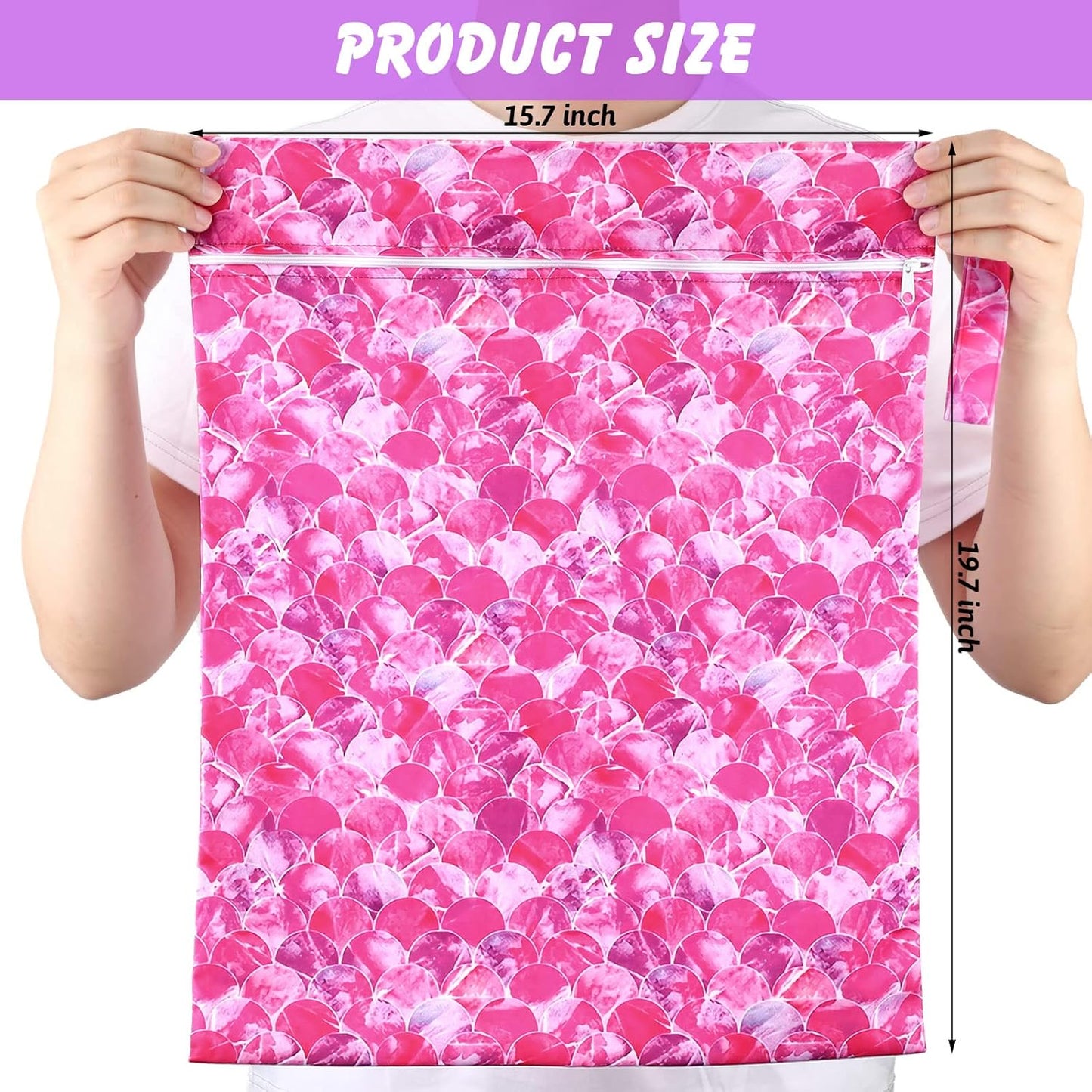 Shappy 2 Pcs Large Travel Laundry Bag Washable Waterproof Wet Dry Large Dirty Clothes Bag Bathing Workout(Mermaid Style)