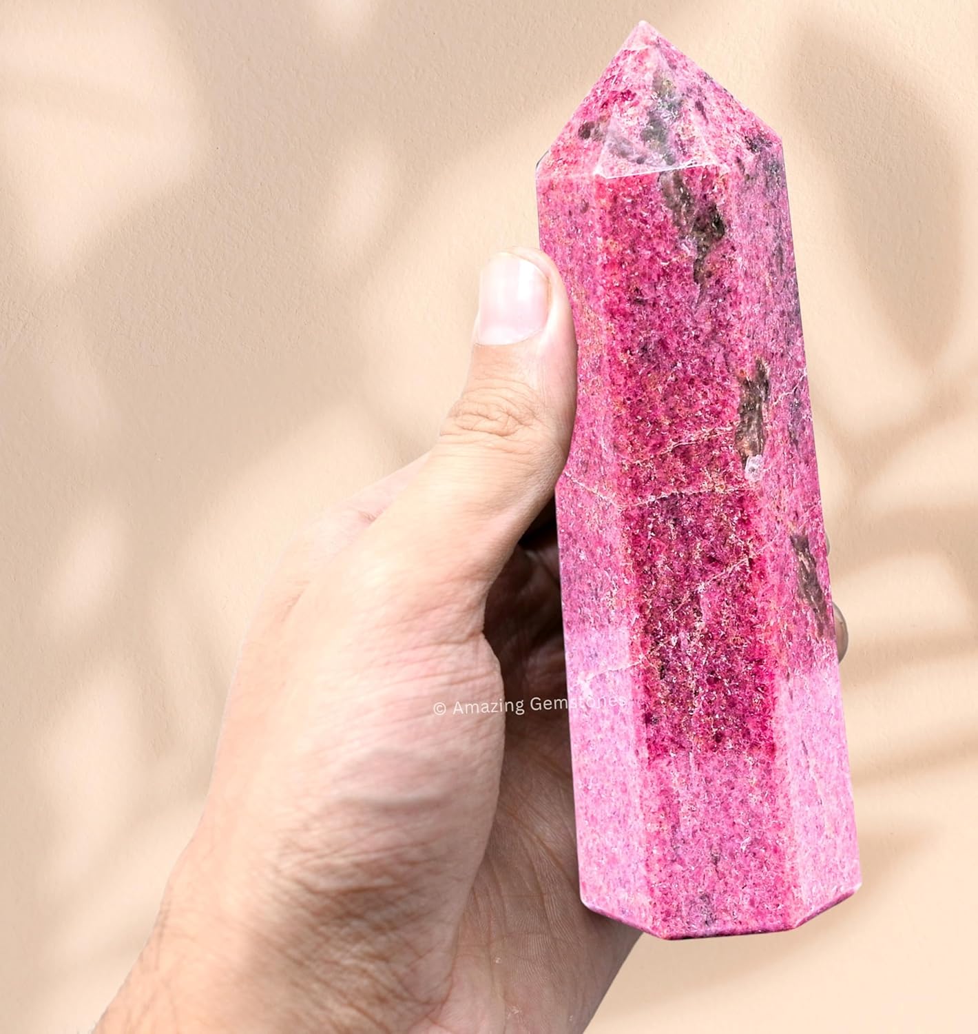 Amazing Gemstone Large Rhodonite Crystal Towers ~ Natural Healing Crystal Point Obelisk for Reiki Healing and Crystal Grid (5.5" to 6" INCH)