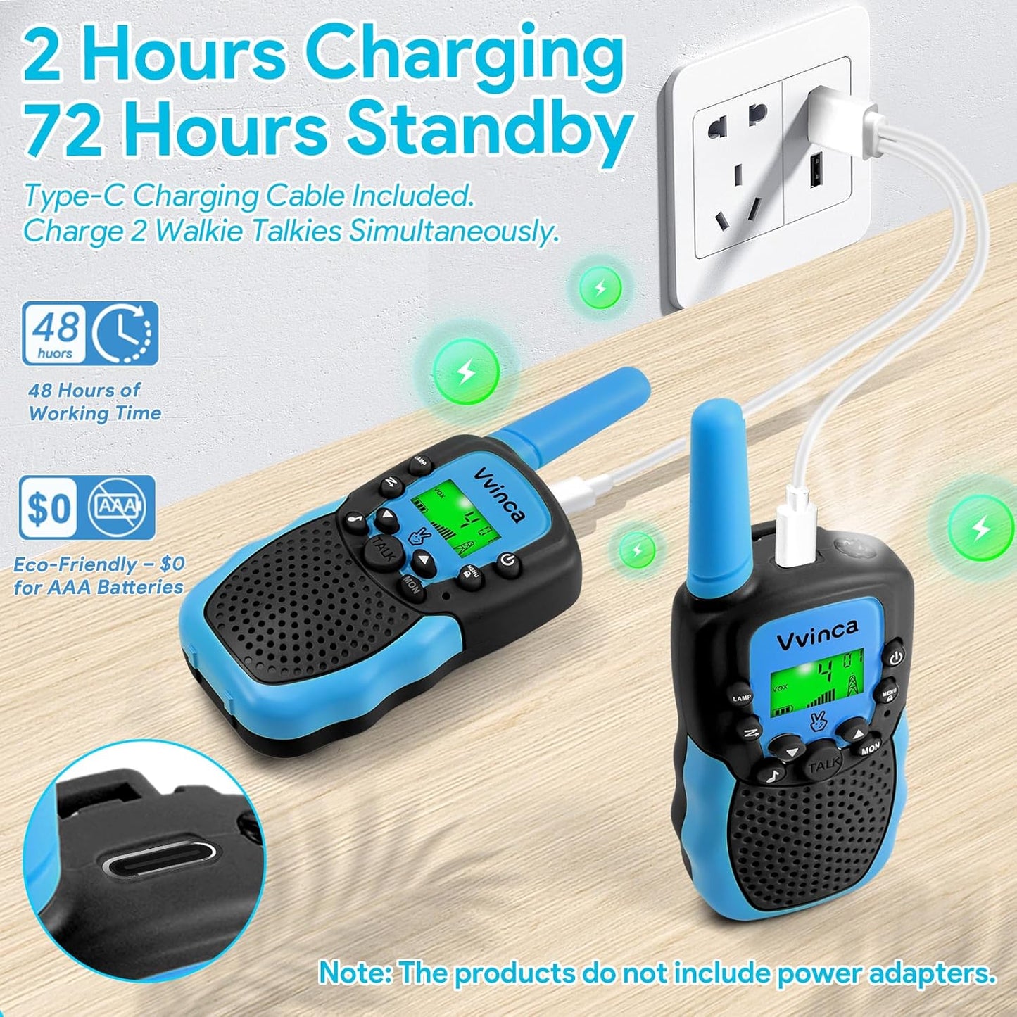 Vvinca Walkie Talkies Toys for Ages 5-7, Rechargeable Walkie Talkie Gifts for 3-12 Year Old Boy Girl with Flashlight 22CH 2 Way Radio 3 Mile Long Range for Adventure Game Camping Outdoor Hiking