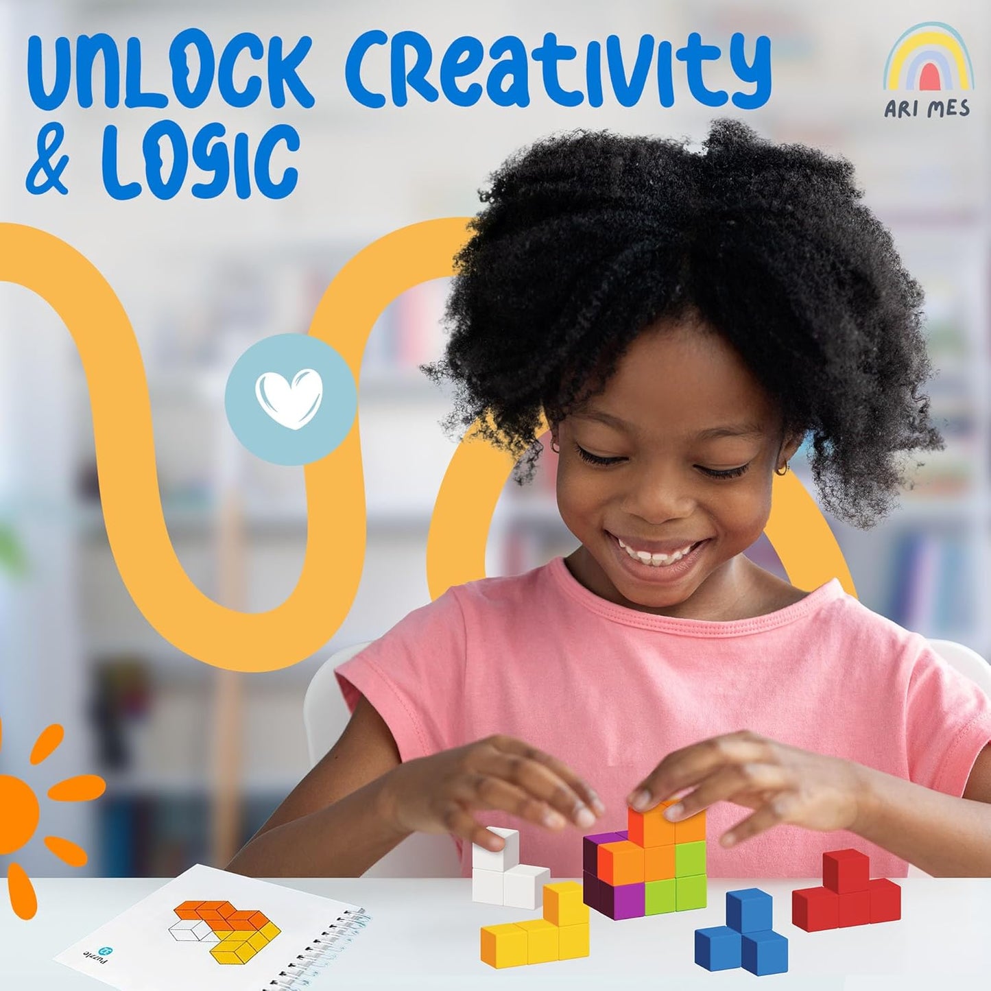 ARI MES - 3D Soma Cube Puzzle Game - Montessori Brain Teaser for Kids & Adults, Strategic Wooden Block Puzzle, Educational Mind Challenge for Ages 4+