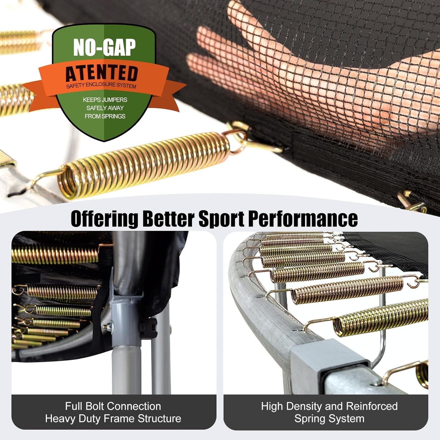 Trampoline for Kids, Heavy Duty Recreational Trampolines Toddler Trampoline with Enclosure Net Ladder Indoor Outdoor Trampoline CPC Approved