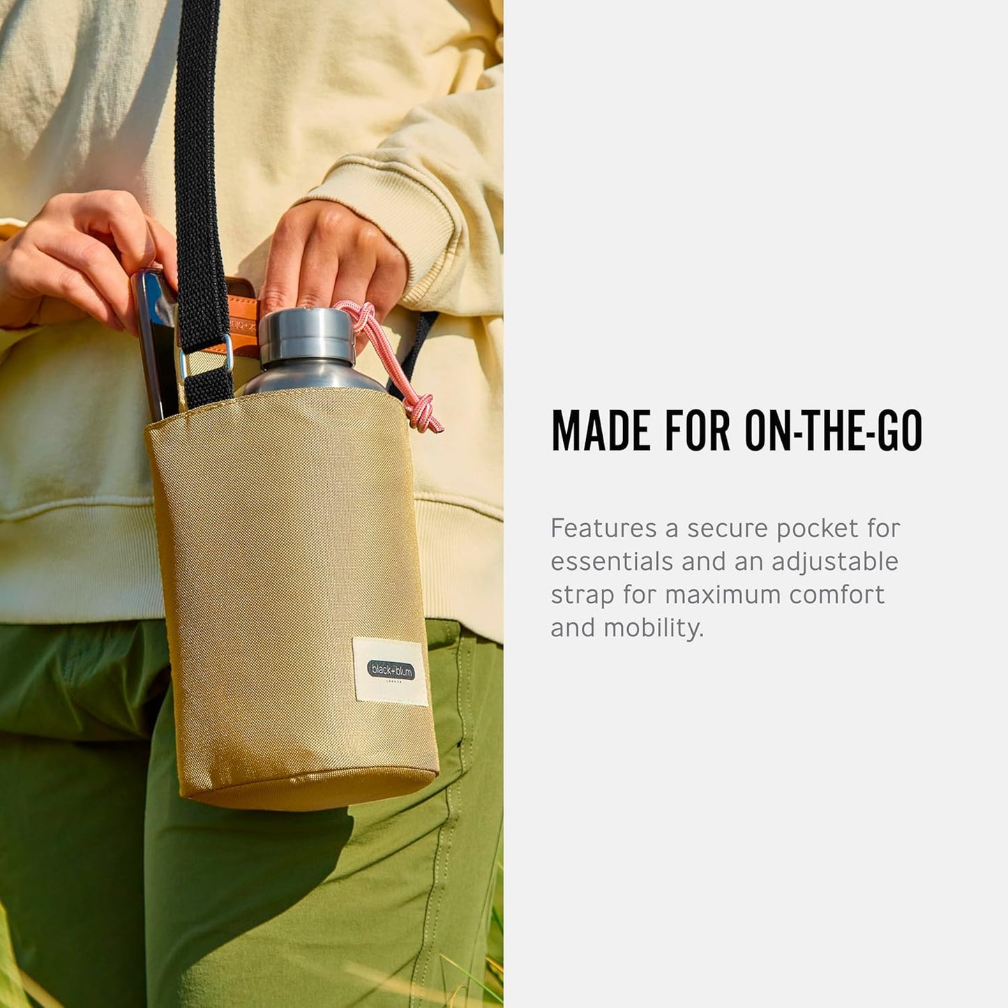 BLACK + BLUM Insulated Bottle Bag - For Adults and Kids - Made with Recycled PET and BPA Free - Bottle Bag for On The Go, Clay