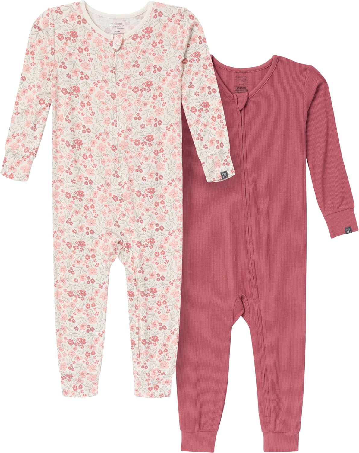 Modern Moments by Gerber Unisex Baby Viscose 2-Pack Footless Tight Fitting Pajamas