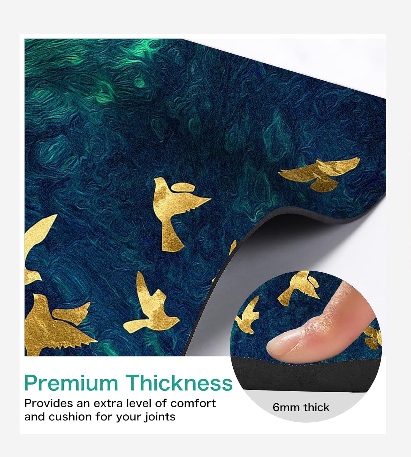 Non Slip Yoga Mat TPE Workout Mat for Men Women, Thick Workout Mat with Carrying Strap, Fitness Mats for Exercise, Yoga, Fitness, Pilates, Floor Workouts (72" x 24" x 6mm)