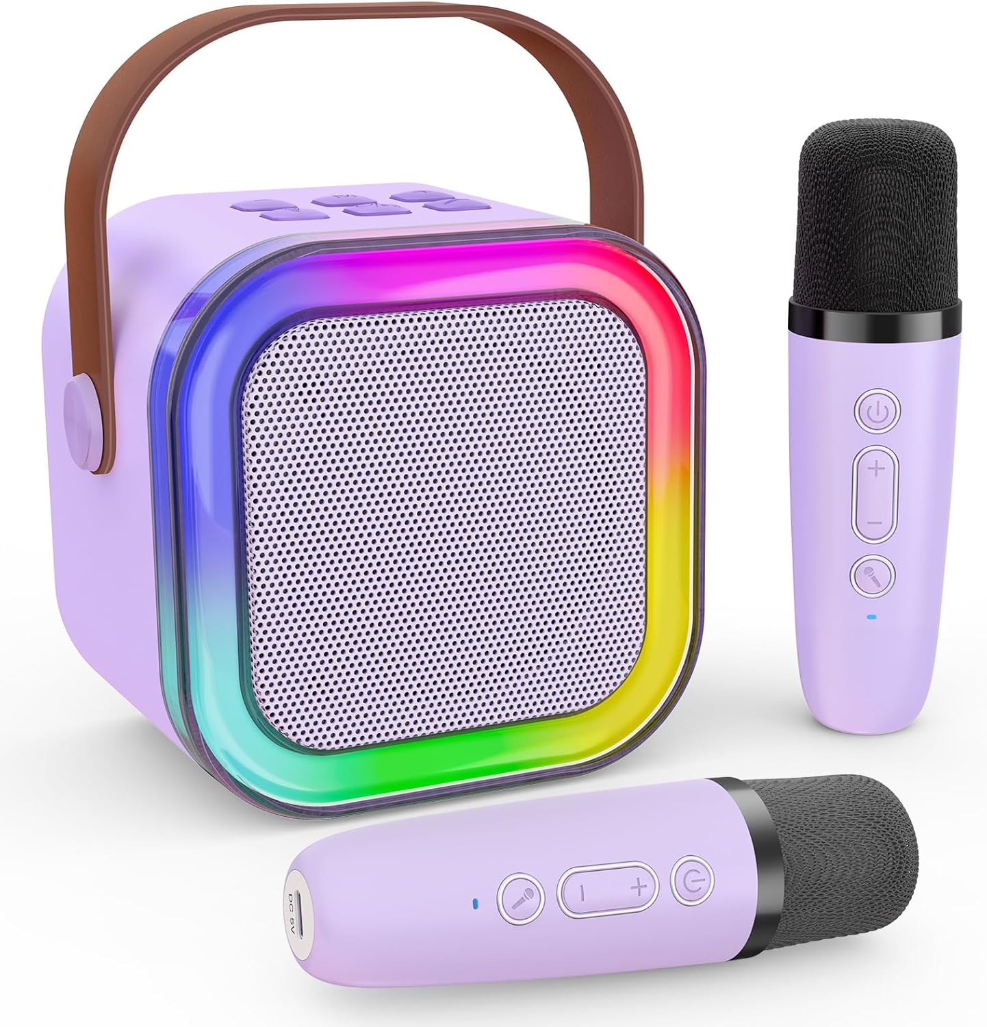 Mini Karaoke Machine for Kids, Haomuren Portable Speaker with 2 Wireless Microphones, Christmas Birthday Gifts Girl Singing Karaoke Machine for 3-12+ Year Old, 2025 Karaoke Gifts for Girls (Purple)