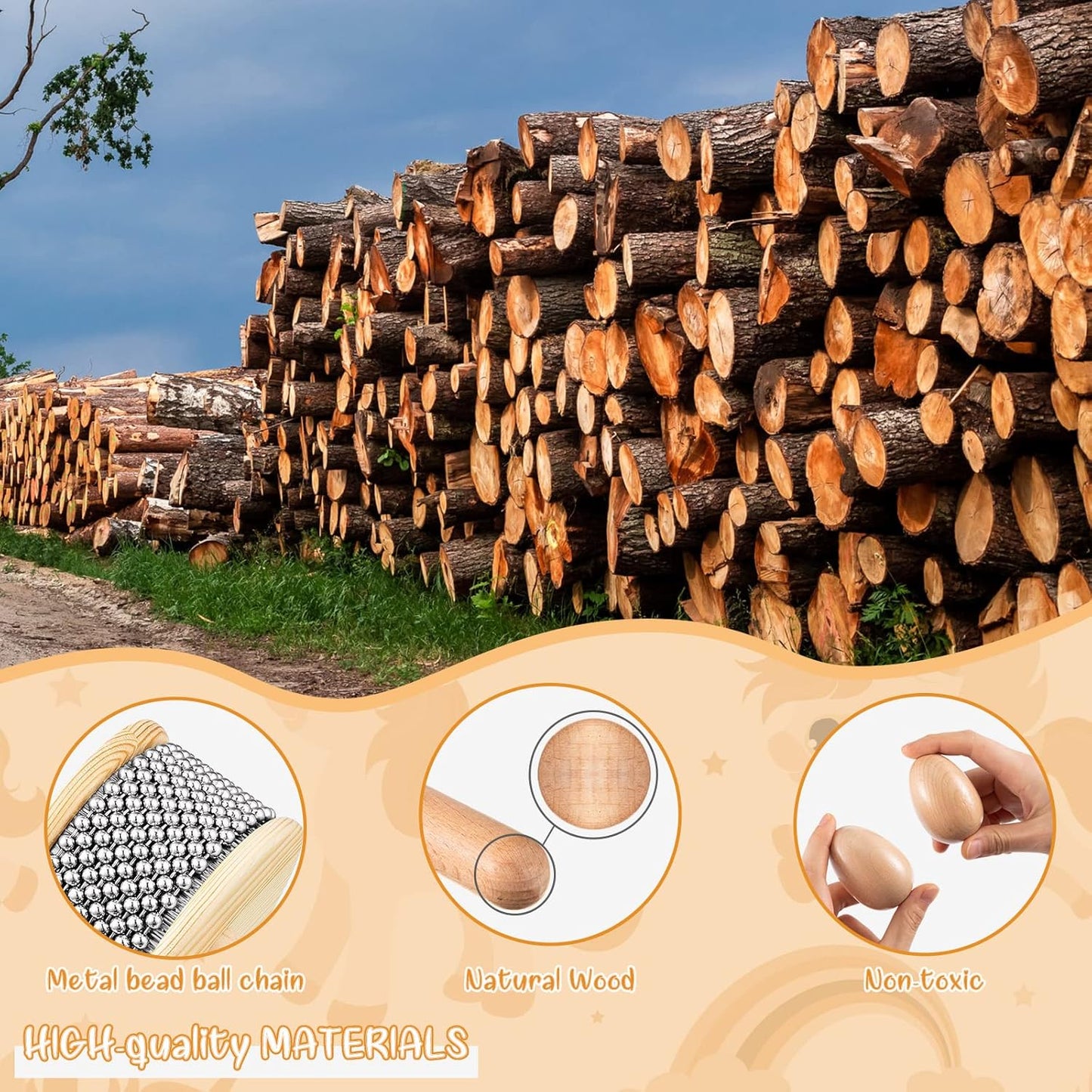 5 Pcs Cabasa Music Instrument for Baby Shower Gifts Wooden Hand Percussion Instrument Set with Stainless Steel Breads Latin Percussion Instrument Classical Wood Claves Rhythm Sticks Egg Shakers