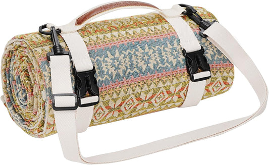 Picnic Blankets Outdoor Extra Large-Waterproof Picnic Blanket with Shoulder Carry Strap | Machine Washable Picnic Mat with Sandproof Backing for Park , Grass, Camping, Hiking, Concerts (Yellow)