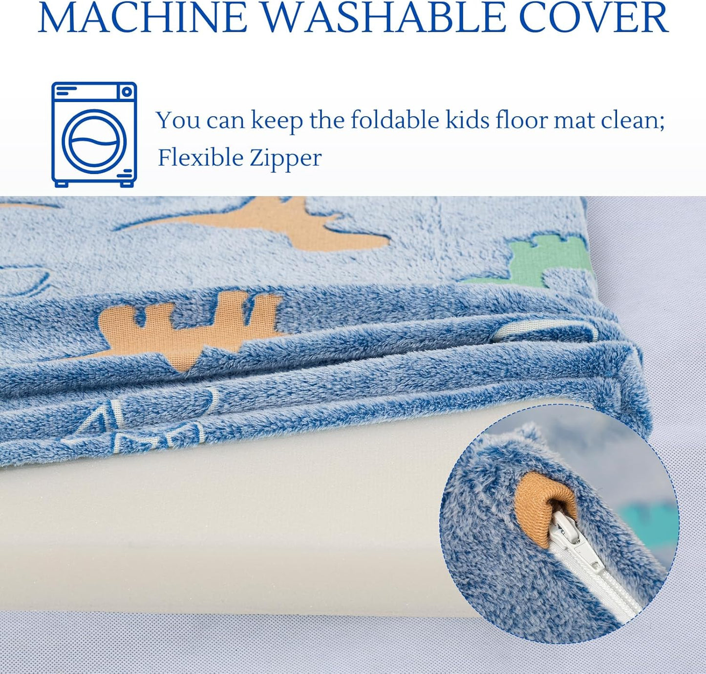 MeMoreCool Kids Floor Futon Mattress Large 6x4 FT, Thicken Foam Tatami Mattress for Children Play Area, Foldable Sleeping Pad Crawling Tatami Mat for Playroom, Dinosaur