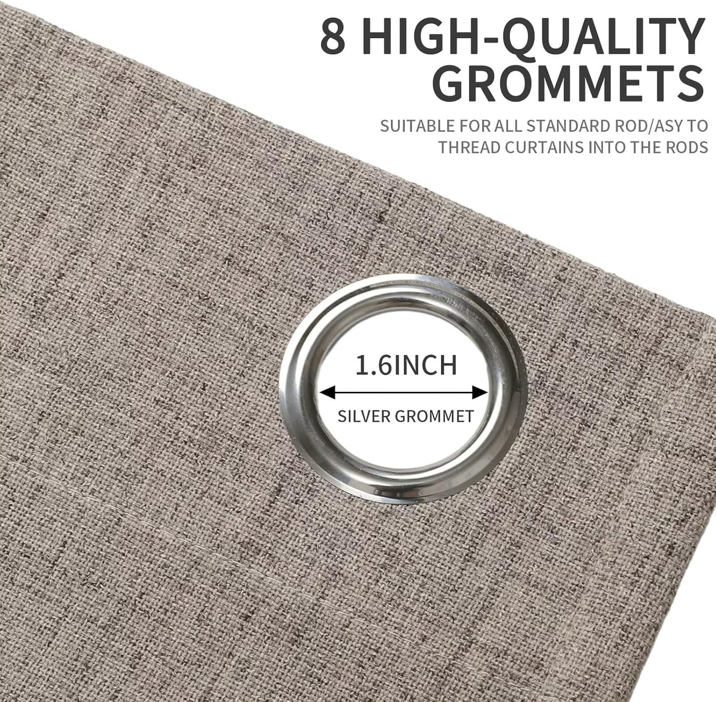 Joydeco Linen Blackout Curtains for Bedroom and Living Room, Faux Linen Look Black Out Grommet Textured Thermal Insulated Room Darkening Curtain 1 Panel Room Divider Curtains (Custom Size and Color)