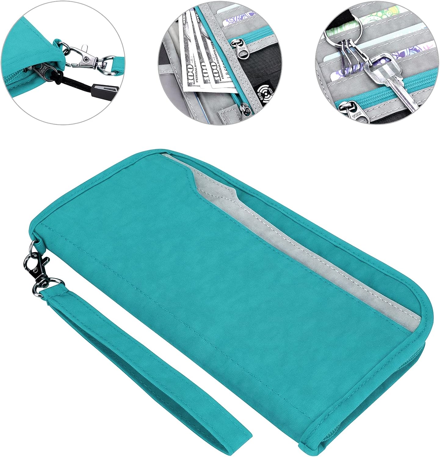 ZOPPEN Passport Holder Family RFID Passport Wallet, Passport Holder Women/Men, Travel Wallet Documents Organizer Zipper Case with Removable Wristlet Strap, Travel Essentials for Flying