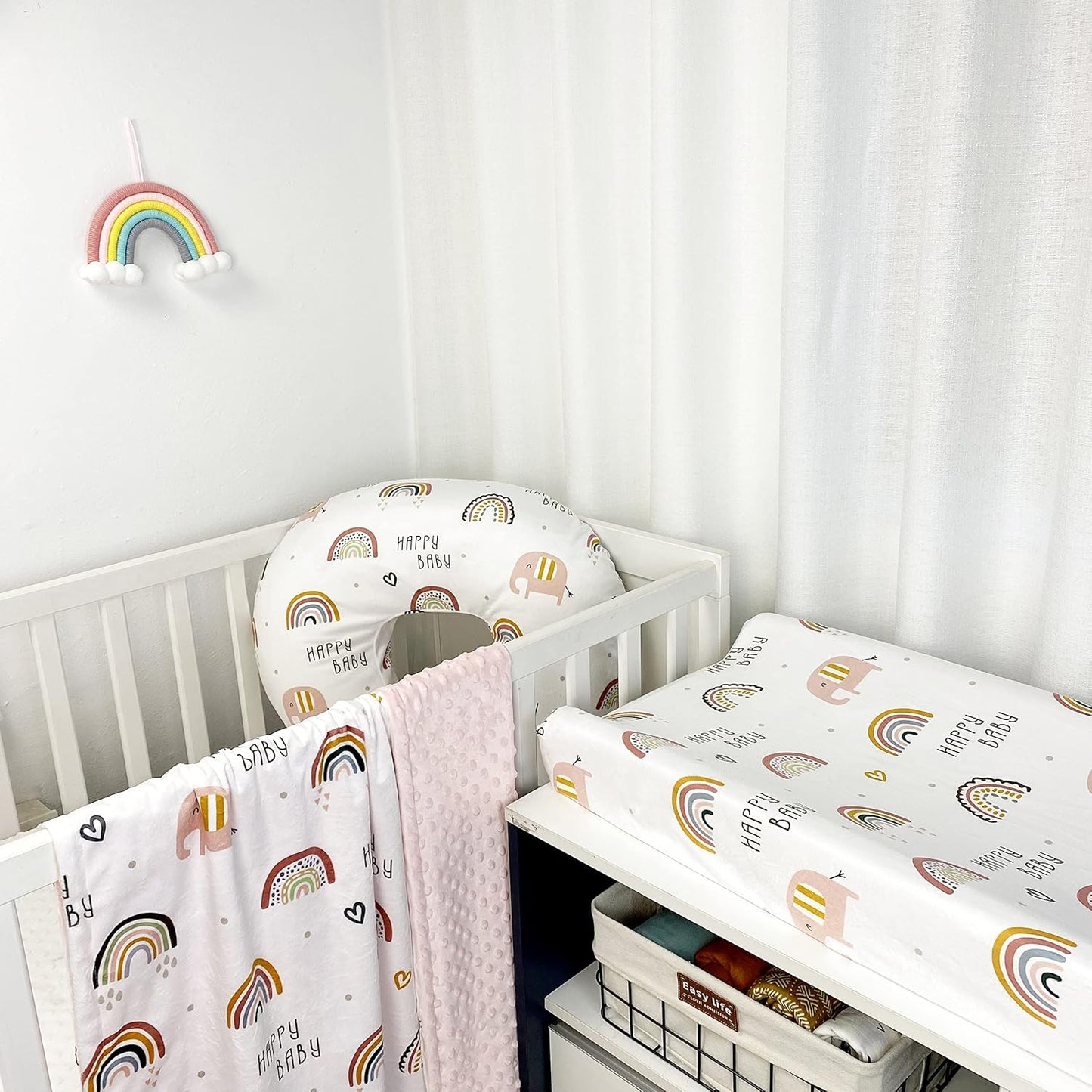 Owlowla Changing Pad Cover, Soft Minky Changing Table Sheets for Baby Boy and Girl(Rainbow)