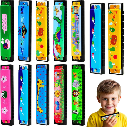 UPINS 10Pcs Harmonica,16 Holes Cartoon Harmonica Musical Instrument,Beginners for Musical Party for Music Class(10 Styles)