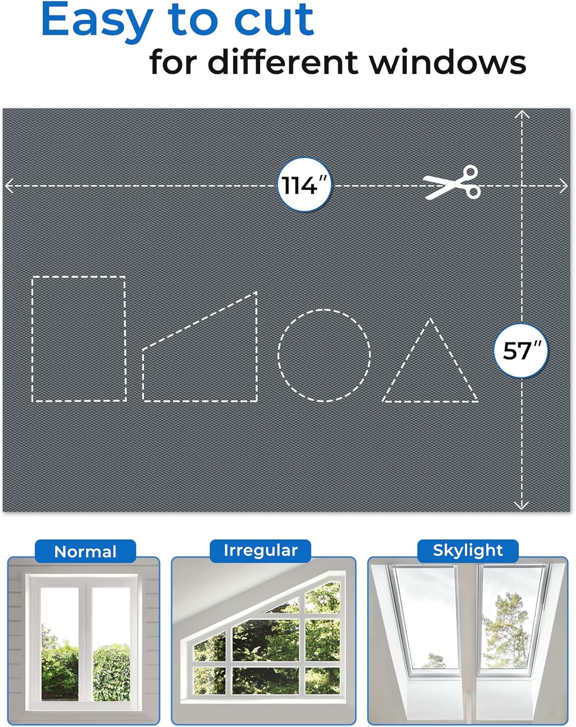 Sumobaby Blackout Curtains 114"x57" Portable No Drill Blinds for Windows with Heat-Resistant Magic Tapes,100% Black Out Window Cover,Window Shades Easy to Cut Fit for Bedroom,Dorm Room,Nursery(Gray)