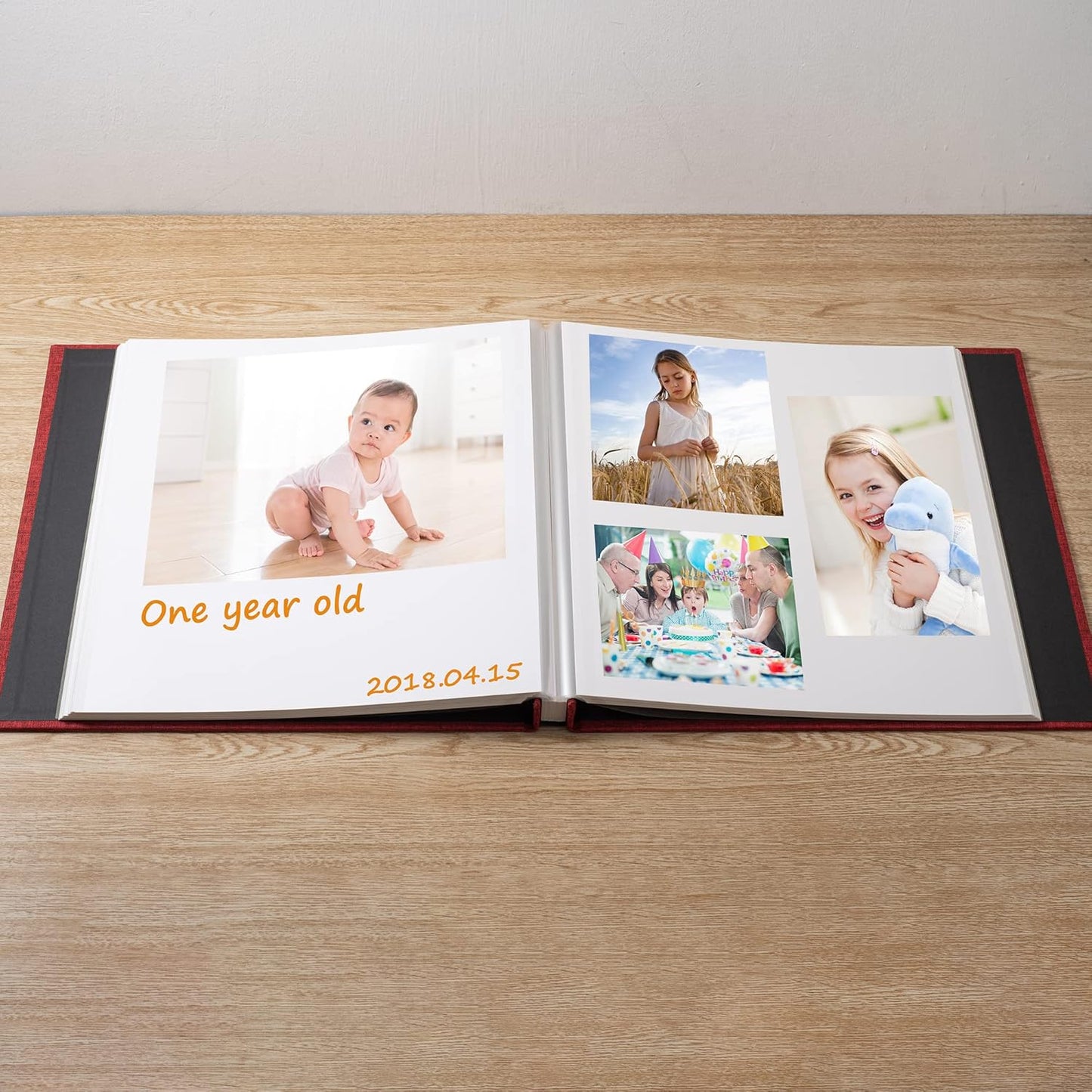 Large Photo Album Self Adhesive Scrapbook Album for 4×6 8×10 Pictures DIY Magnetic Linen Cover Album 40 Pages for Family Wedding Gifts with Metal Pen and Plastic Board