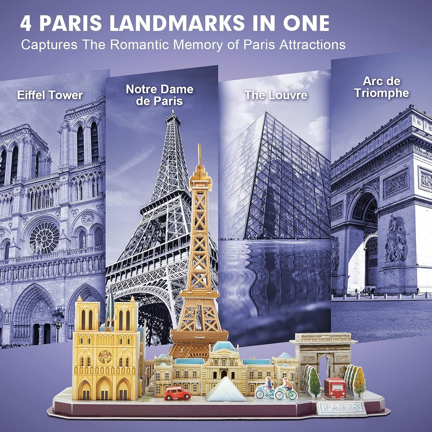 CubicFun 3D Puzzles for Kids Ages 8-10 12-14 Pairs Cityline Arts Crafts for Girls Ages 8-12 Architecture STEM Projects for Kids Ages 8-12, Toys Gifts for 8 Year Old Girls Eiffel Tower