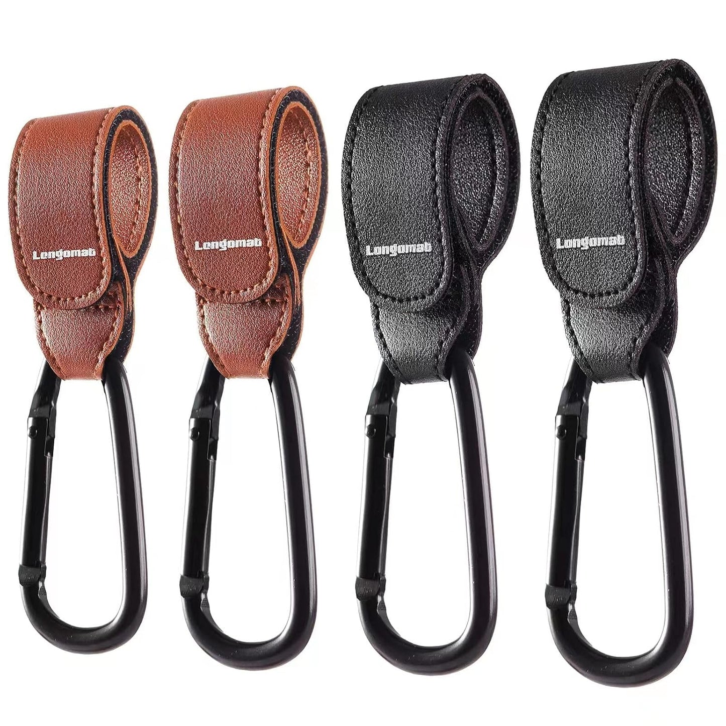 （4-Pack） Baby Stroller Hooks Clip or Hanging Diaper Bag Universal Hooks Accessories for Stroller and Car or Shopping Cart (Black and Brown)