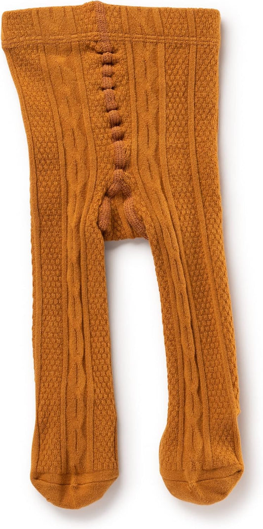 Silky Toes Luxurious Cotton Tights for Baby Girls 1 Pk Cable Knit Winter Footed Leggings