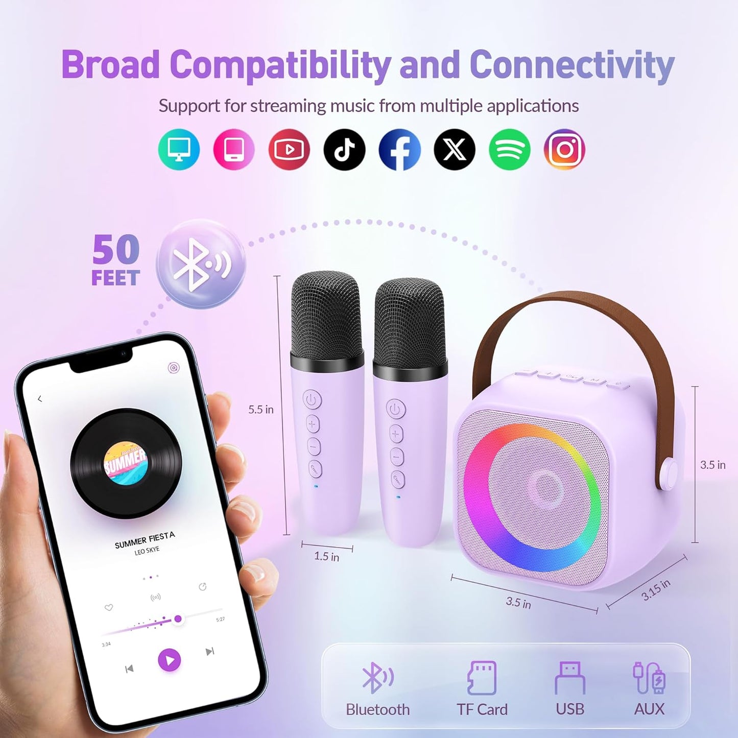 Karaoke Machine for Kids Adults, Karaoke Toys Gifts for Girls Boys, Portable Bluetooth Speaker with Wireless Microphone, Birthday Gifts for Girls Boys Ages 4, 5, 6, 7, 8, 9, 10, 12+ Years Old