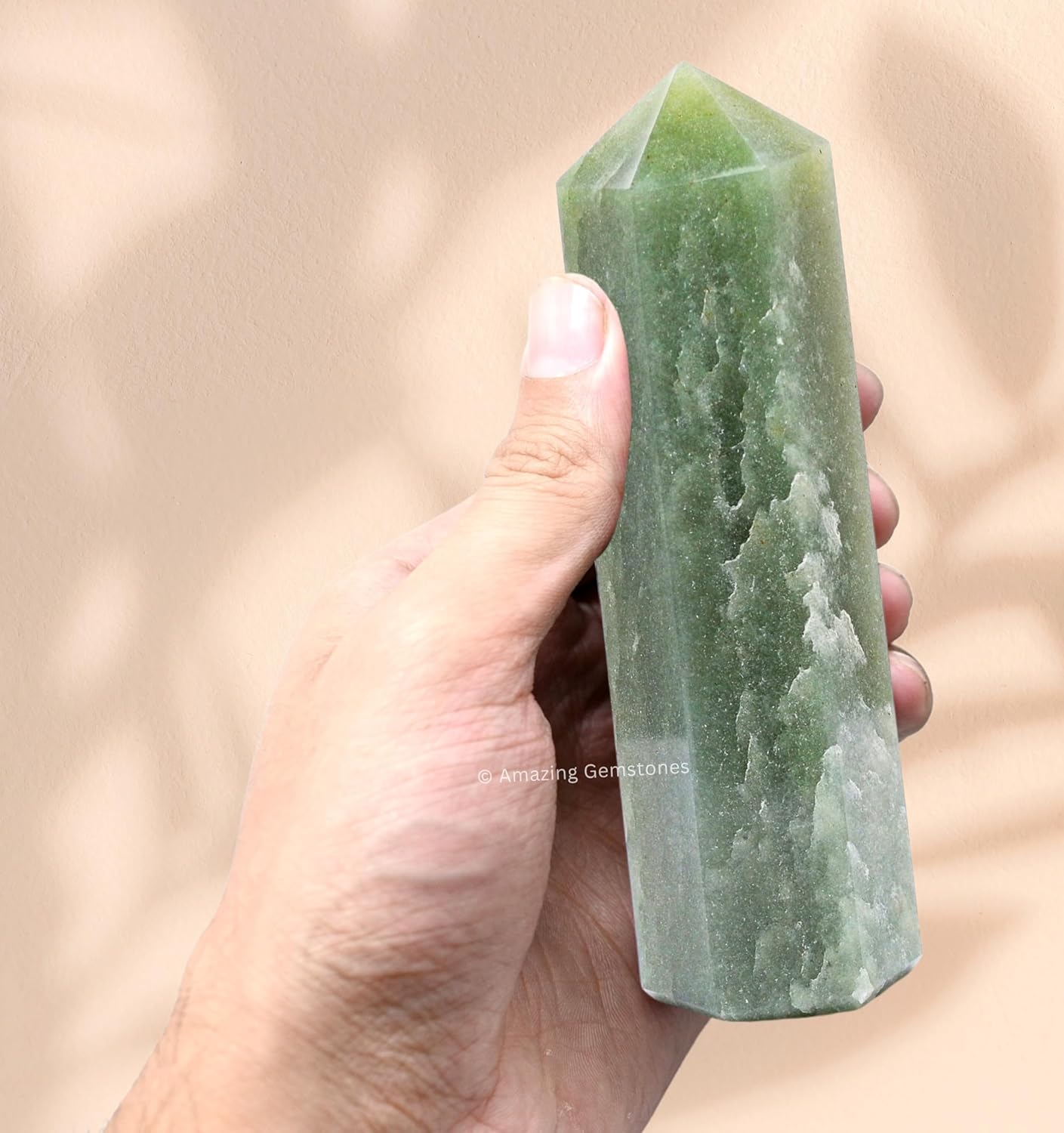 Amazing Gemstone Large Green Aventurine Crystal Towers ~ Natural Healing Crystal Point Obelisk for Reiki Healing and Crystal Grid (5.5 to 6 INCH)