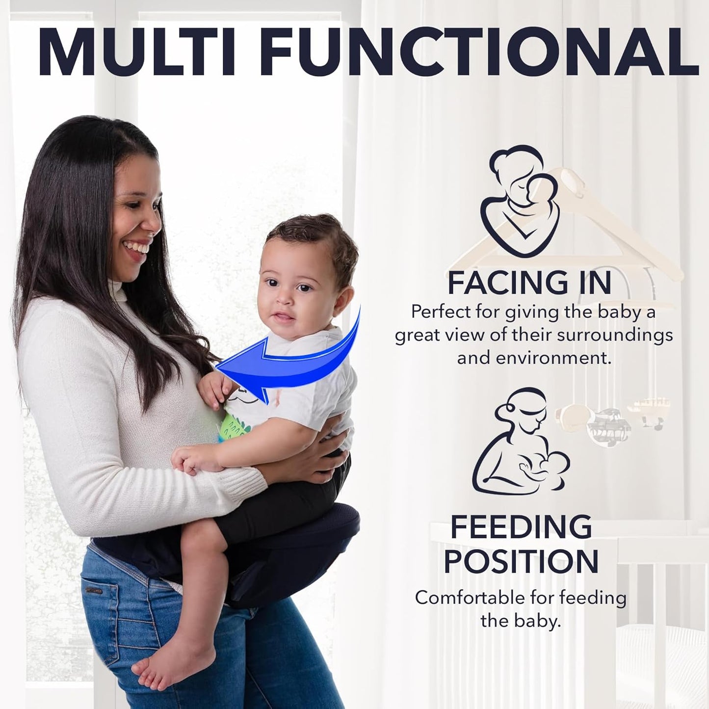 Baby Hip Carrier: Providing Effortless Hands-Free Bonding and Comfort During Your Daily Adventures with Our Baby Waist Stool (Dark Blue) for Newborns to Infants Up to 45 lbs