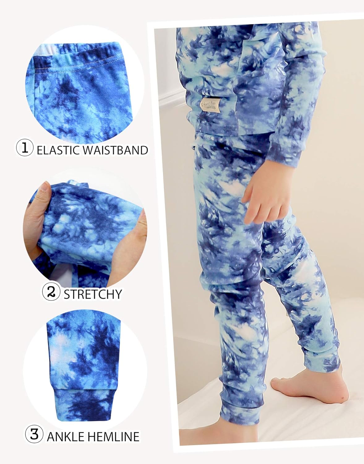 VAENAIT BABY 12M-12Y Toddler Kids Boys Girls 100% Cotton Marbling Tiedye Sung Fit Sleepwear Pajamas 2pcs Pjs Set