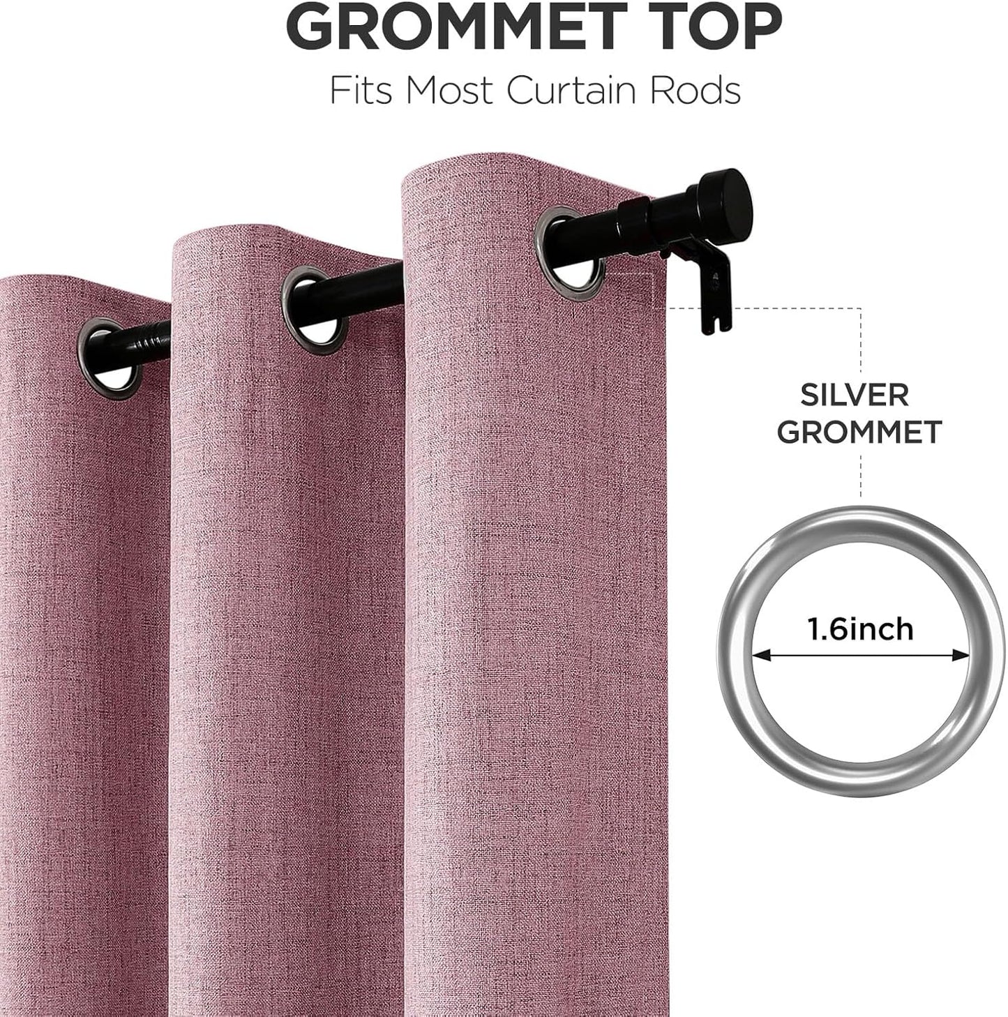 Joydeco Blackout Curtains 95 Inches Long 2 Panels Burg, Room Darkening Curtains for Bedroom, 100% Black Out Textured Thermal Drapes Privacy Protection 2 Panels Set(W52 x L95 Inch, Pink)