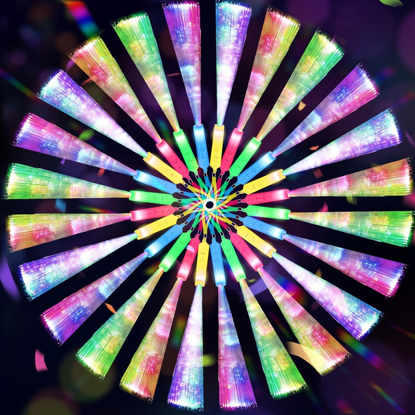 100 PCS Glow Fiber Wands Sticks,LED Light Wands,Glow in The Dark Party Supplies,Fiber Optic Wands,LED Flashing Sticks,Fiber Optic Light Wand Stick for Party,Wedding,New Year Party Favors