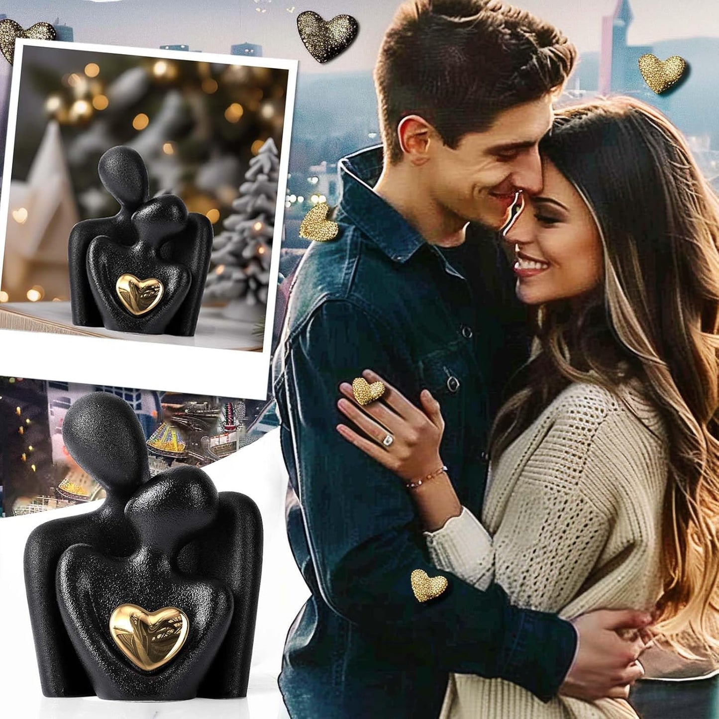 XMGZQ Mini Couple Statue Tv Stand Decor Items for Living Room Home Decor,Bedroom Decor for Couples Sculpture for Anniversary Wedding,Love Gifts for Couples 2025,Knick Knacks for Shelves