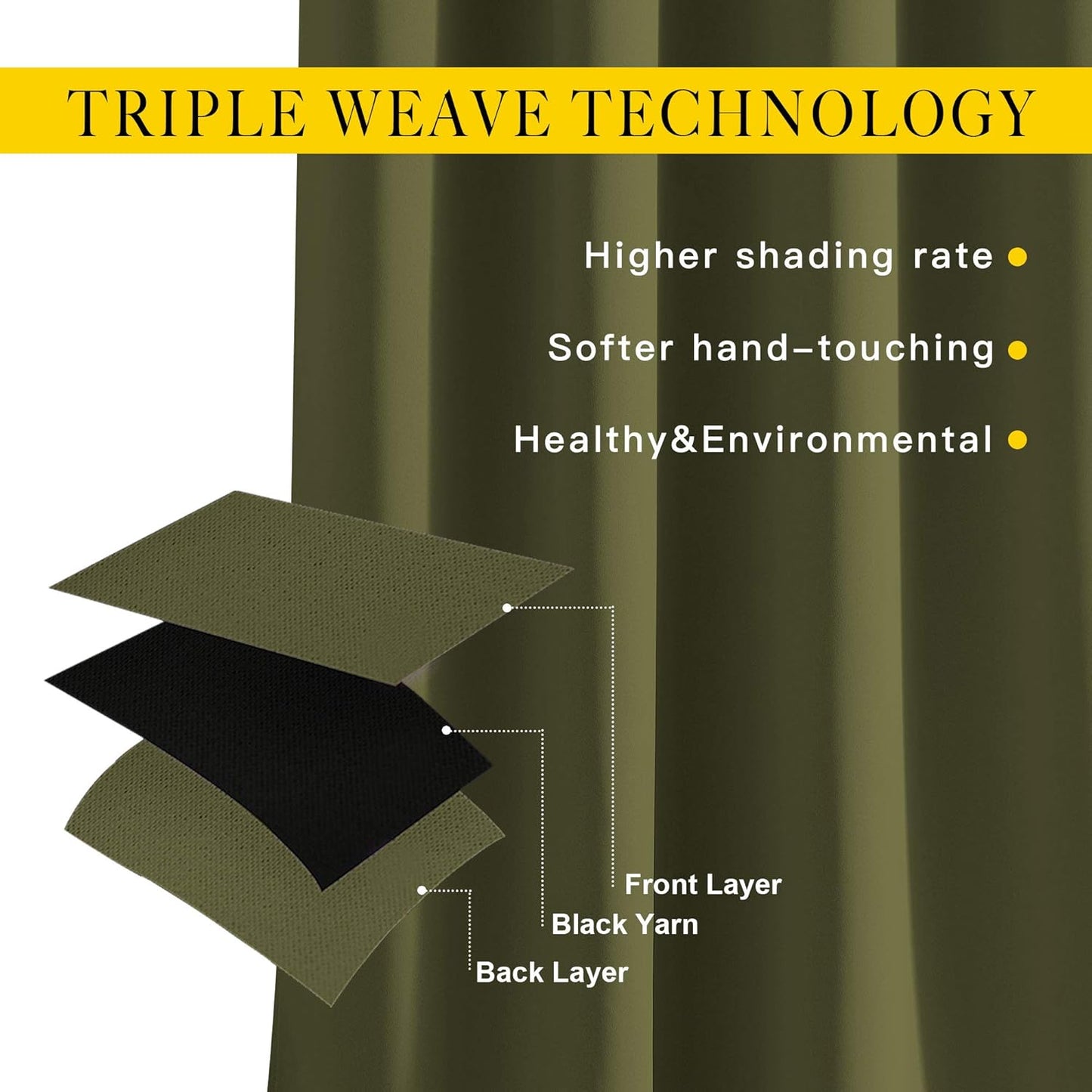 NICETOWN Blackout Curtains for Girls Room - Thermal Insulated Solid Grommet Room Darkening Curtains/Panels/Drape for Bedroom (Olive Green, 1 Pair, 52 by 72-Inch)