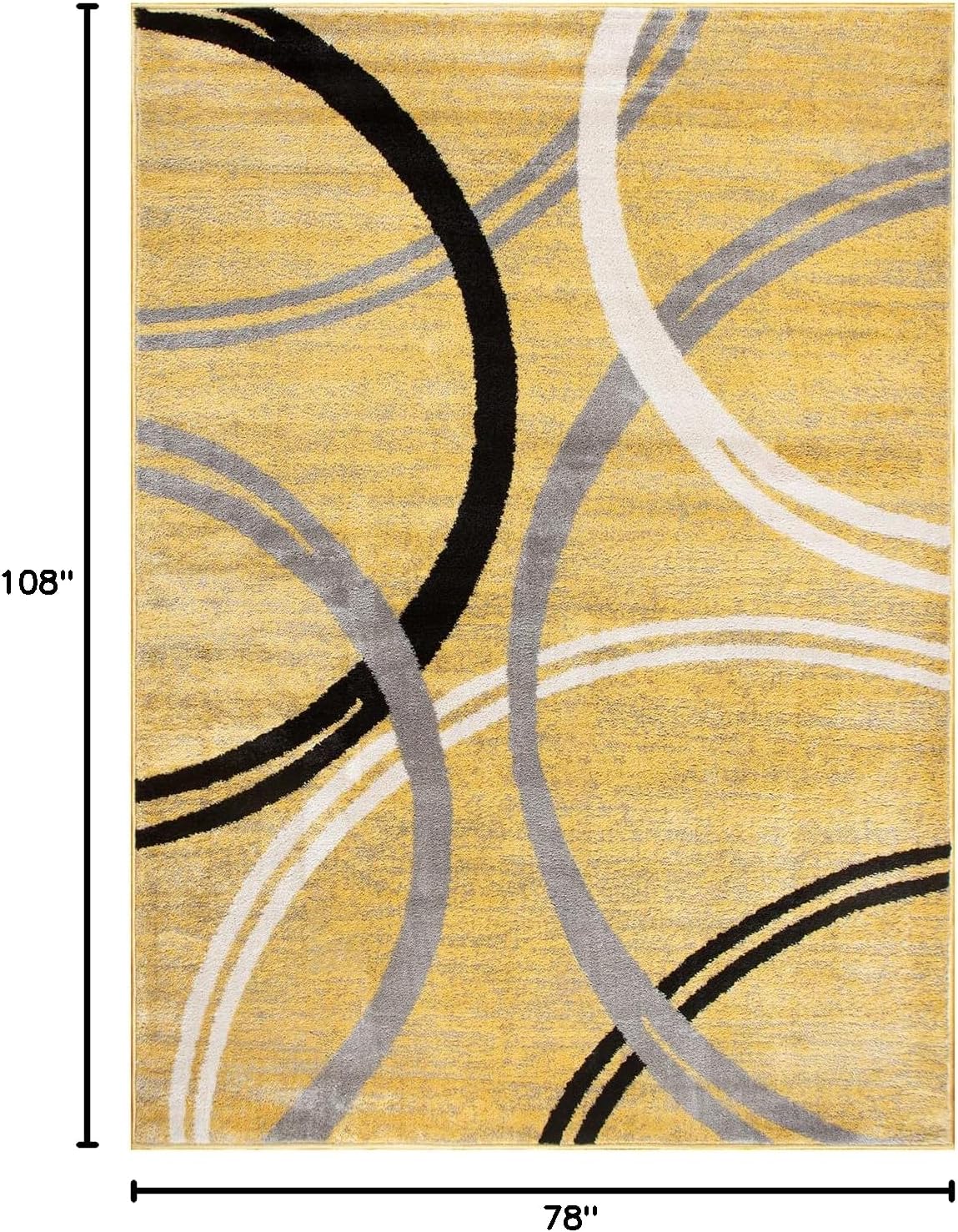 Rugshop Modern Wavy Circles Design Area Rug 6'6" x 9' Yellow