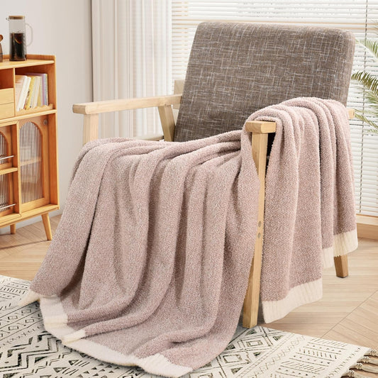 NEXHOME PRO Super Soft Throw Blankets for Couch, Reversible Warm Blanket Cozy Knit Blankets for Women, Fuzzy Plush Lightweight Throws for Sofa, Bed, Picnic, Heather Terracotta, 50 x 60 inches